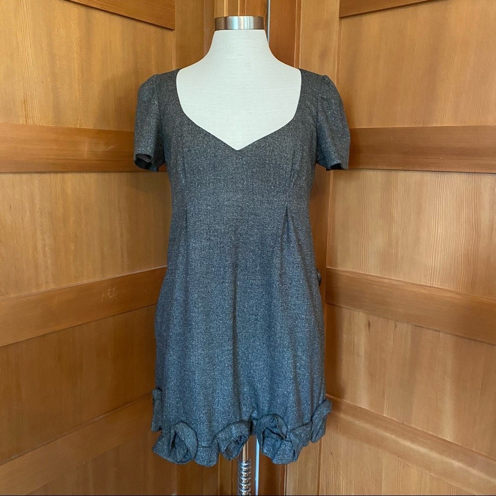 Rebecca Taylor Tweed Dress with Rosette Hem